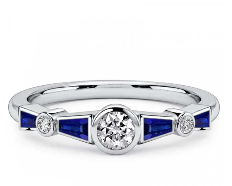 Italo Bezel Setting Blue Sapphire Engagement Ring